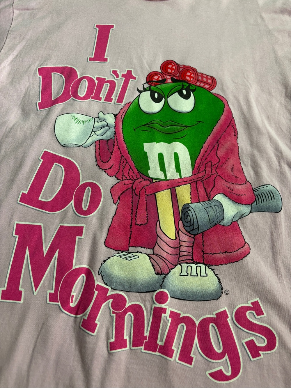 M&M'S Green Character Pink & White Adult Pajama Top